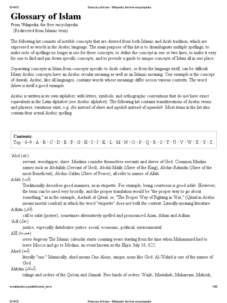 Glossary Of Islam Wikipedia The Free Encyclopedia Prophets