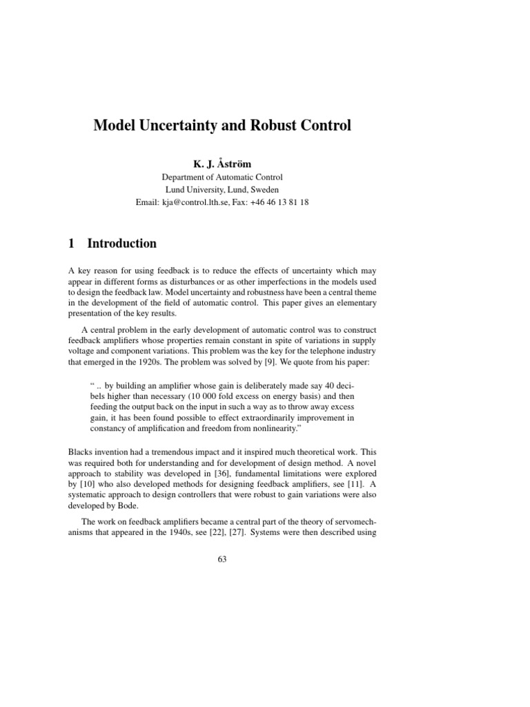 01 Model Uncertainty | PDF | Control Theory | Feedback