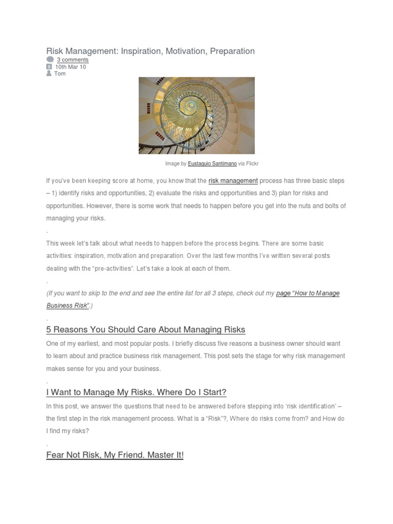 Risk Management: Inspiration, Motivation, Preparation: 5 Reasons You ...