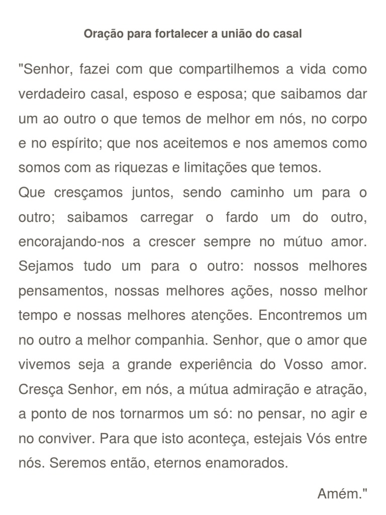 Oração para Fortalecer a União do Casal | PDF | Amor | Oração