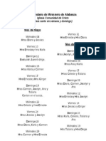 Calendario de Ministerio de Alabanza 2013 (Mayo - Julio