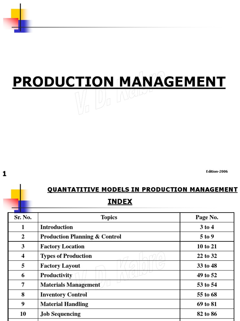Production Management | PDF | Inventory | Factory