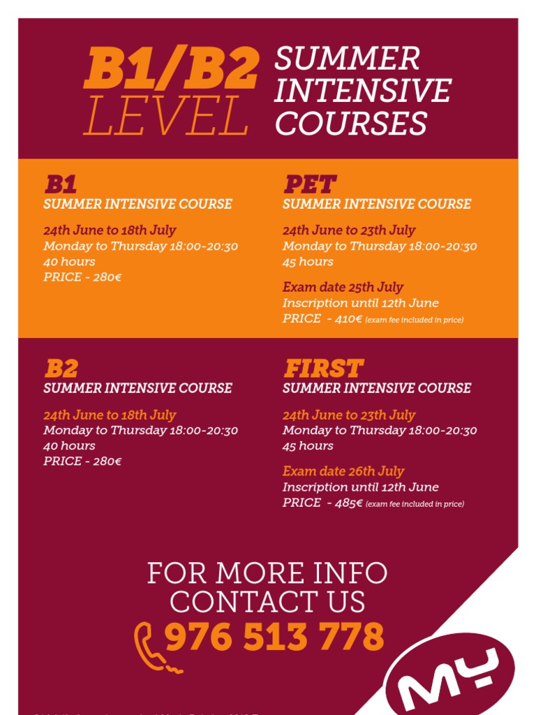 Summer Intensive English Courses B1/B2 | PDF