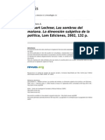 Polis 6389 7 Norbert Lechner Las Sombras Del Manana Lom Ediciones 2002 132 p