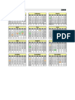 Calendário completo de feriados e datas comemorativas de 2008