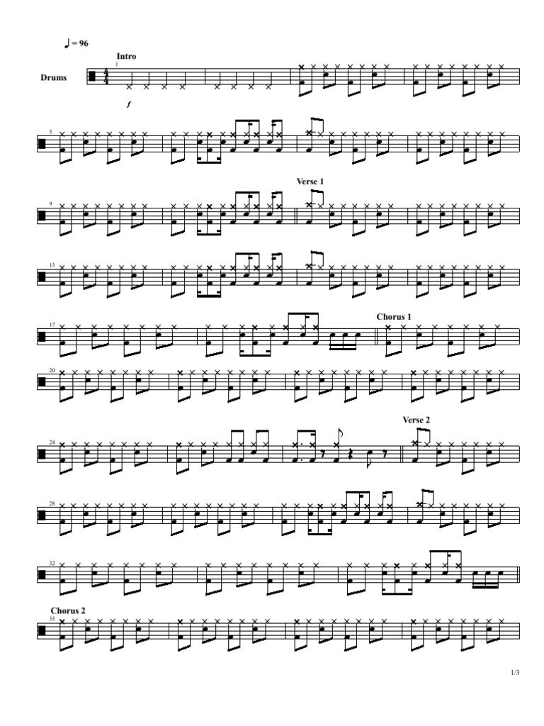 Ac DC Back in Black Drums PDF