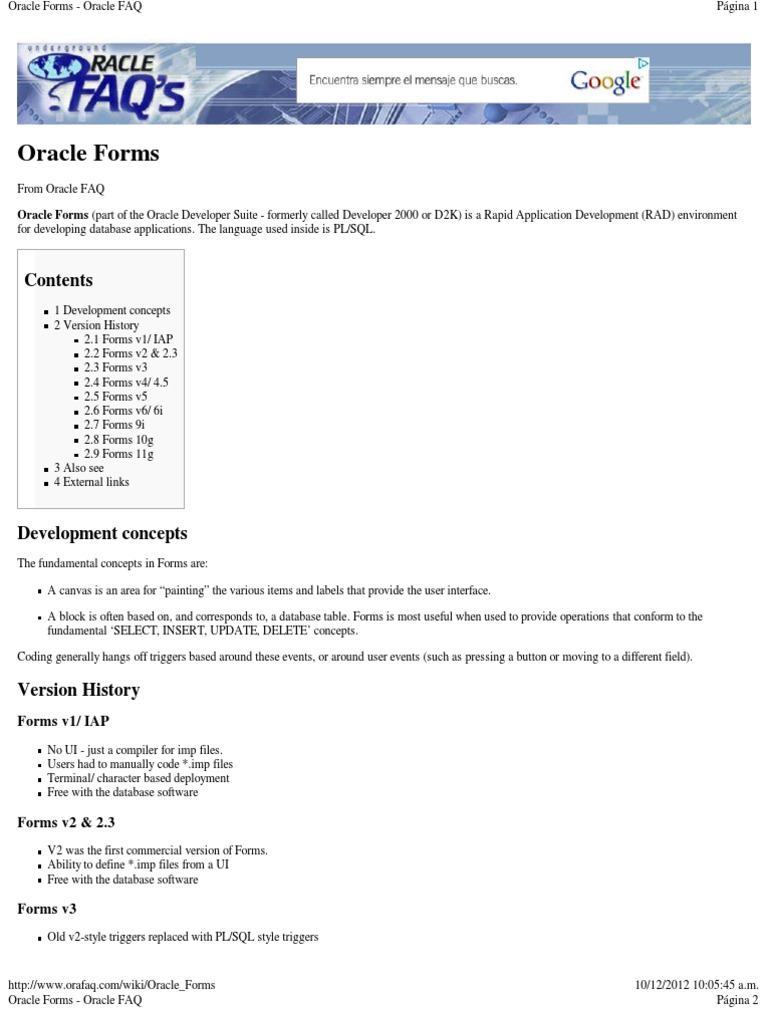 Oracle Forms Version History Overview | PDF | Oracle Database | Software