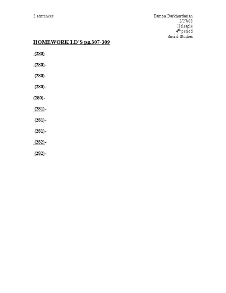 Social Studies Homework I.D.s Guide | PDF | Social Science | Technology ...