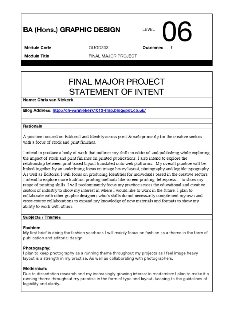 Statement of intent pdf graphic design typography