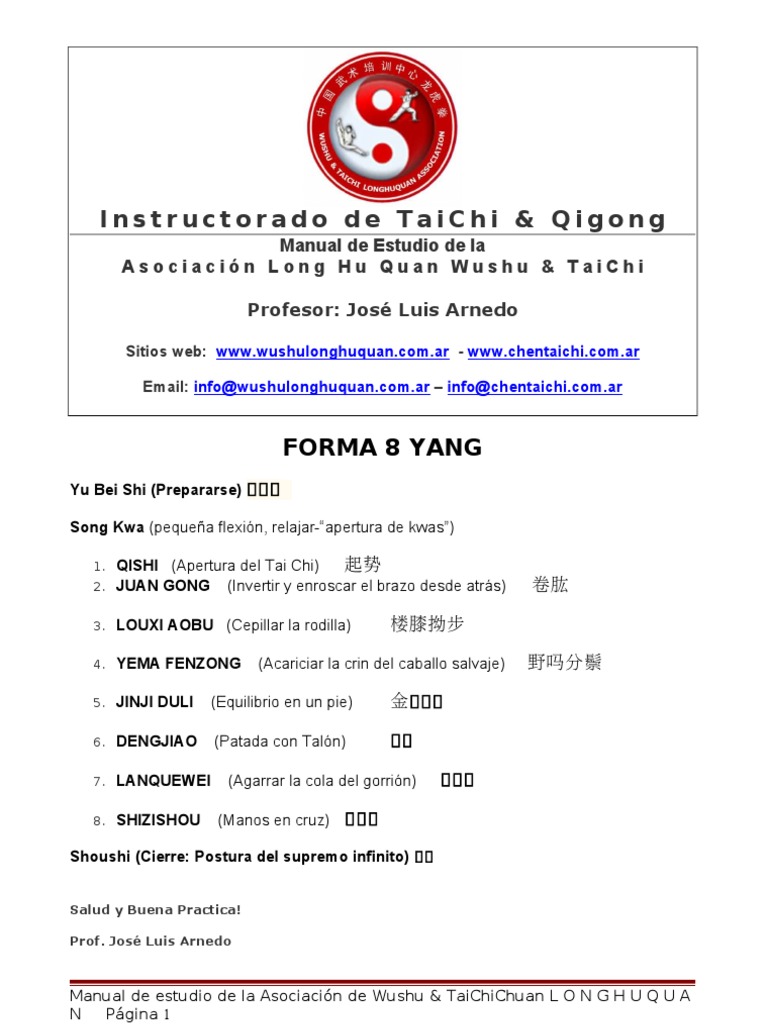 Manual de Tai Chi: Forma 8 Yang | PDF