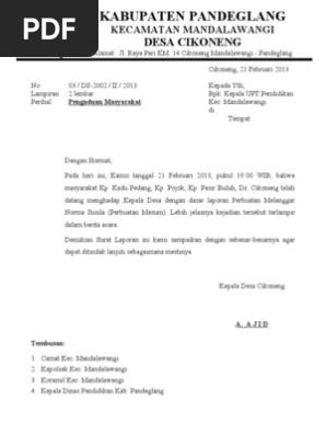 contoh surat pengaduan dana desa