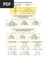 Physics Formulas Due Midterm Exam