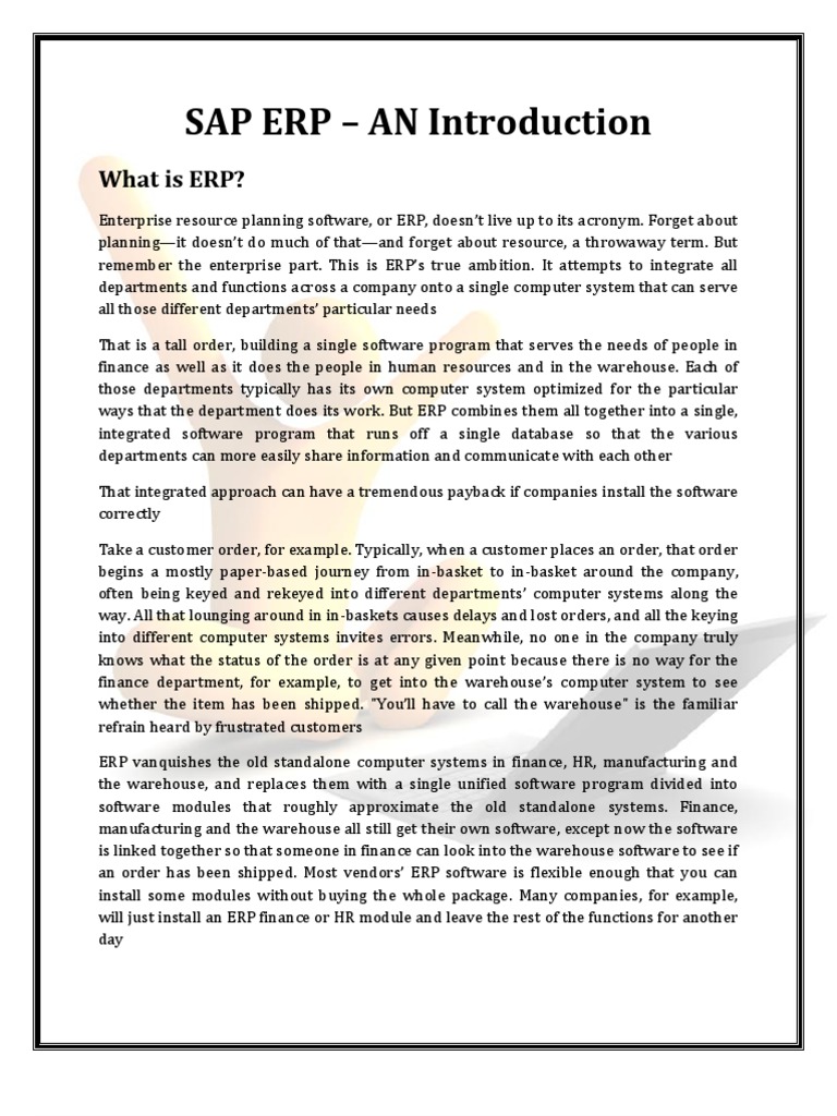 SAP ERP - Introduction | PDF