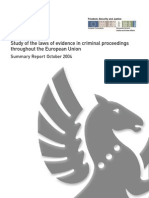 The Law Society: - Study of The Laws of Evidence in Criminal Proceedings Throughout The European Union - Summary ReportOctober 2004