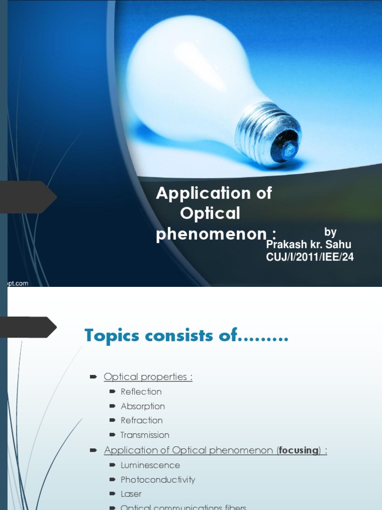 Applications of Optical Phenomena | PDF | Laser | Light