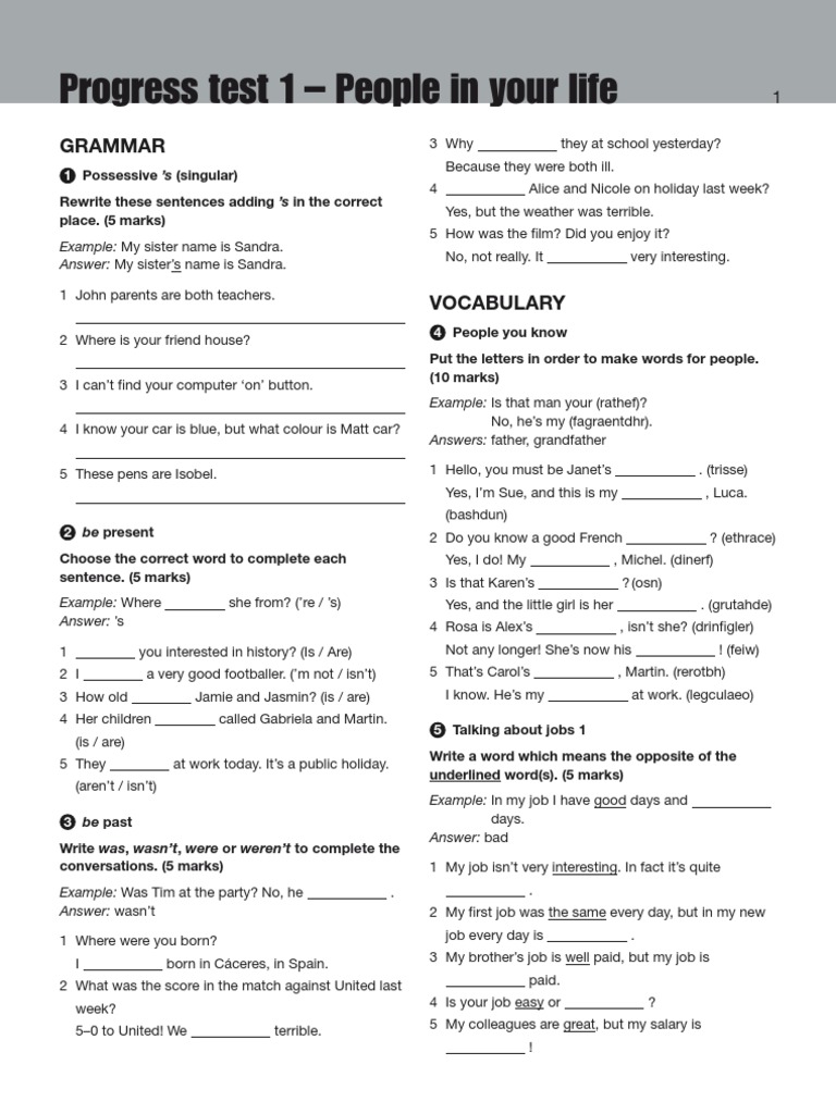 Basic B Progress Test 1 | PDF | Foreign Language Studies