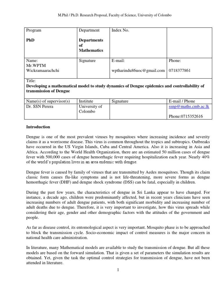 Mathematical Model for Dengue Control | PDF | Mathematical Optimization ...