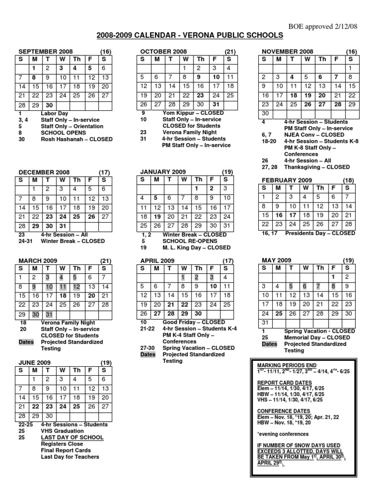 School Calendar 2008-2009 | PDF | Jewish Life Cycle | Jewish