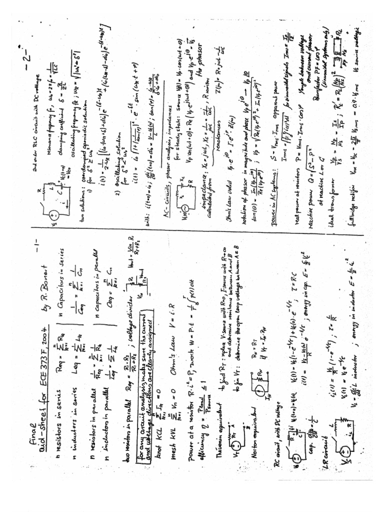 Best Crib Sheet for ECE/EE/Electrical Engineering