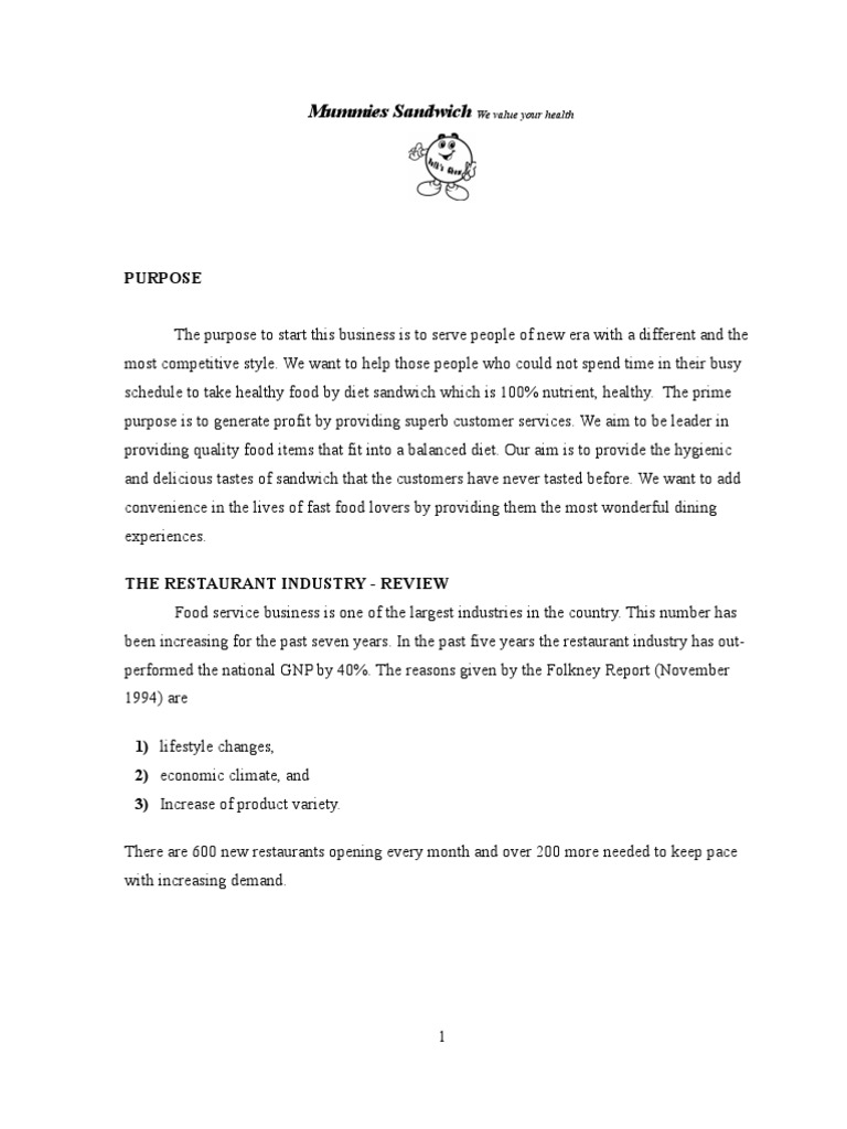 Sandwich Shop Business Plan PDF Foods Retail