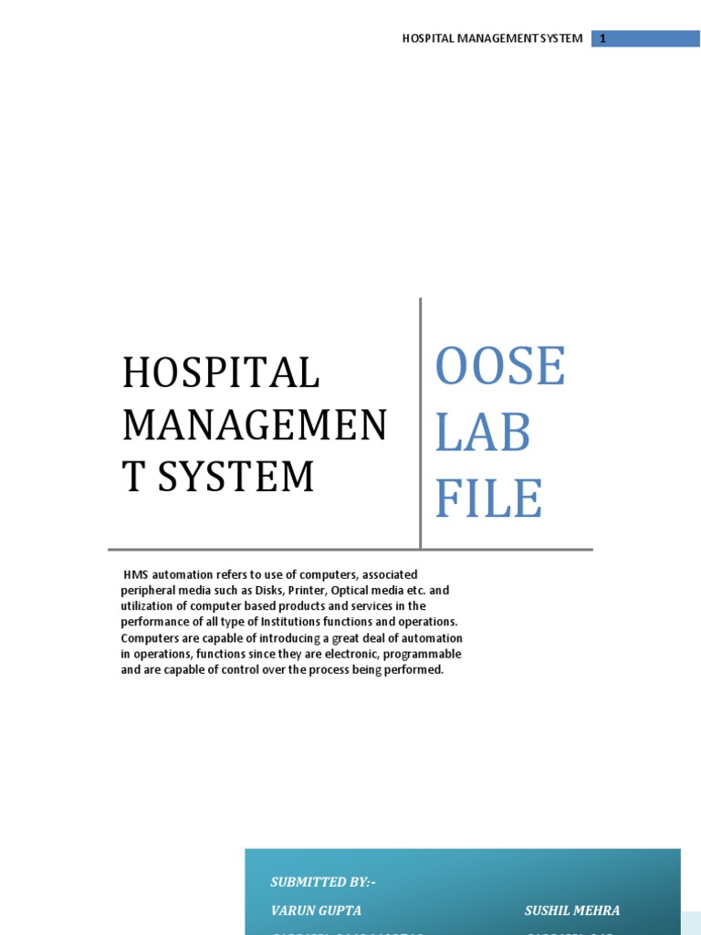 Hospital Management System Overview | PDF | Software | Areas Of ...