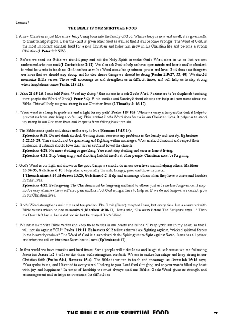 The Bible Is Our Spiritual Food PDF Devil Jesus