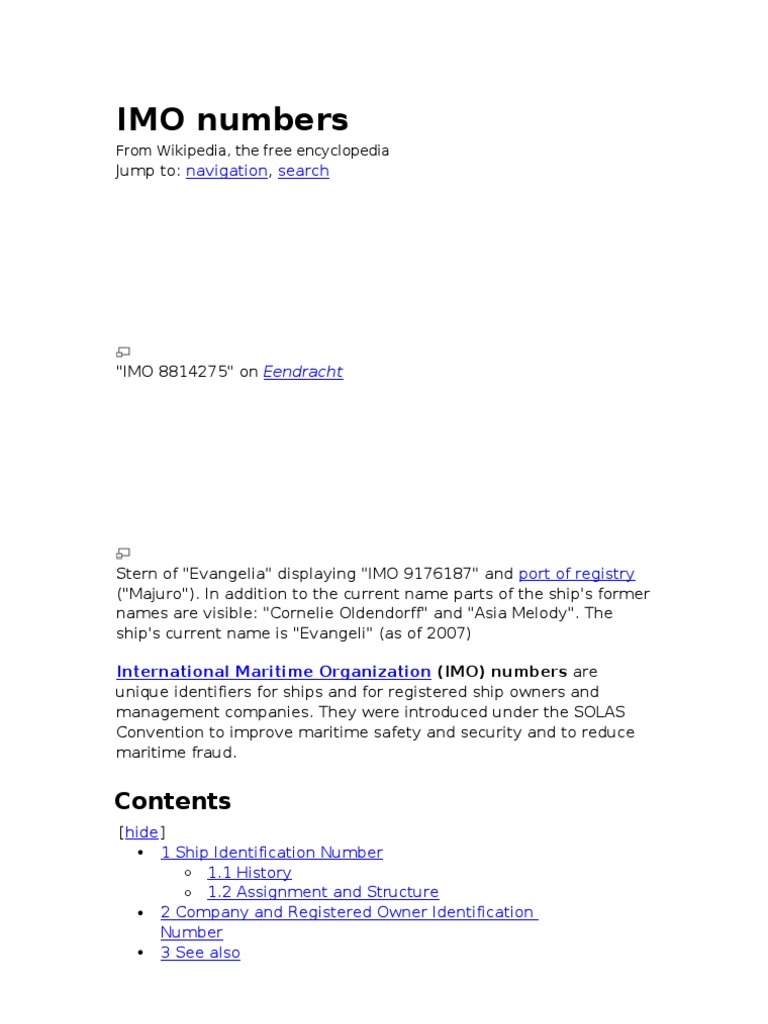 IMO Number PDF Law Of The Sea Industries