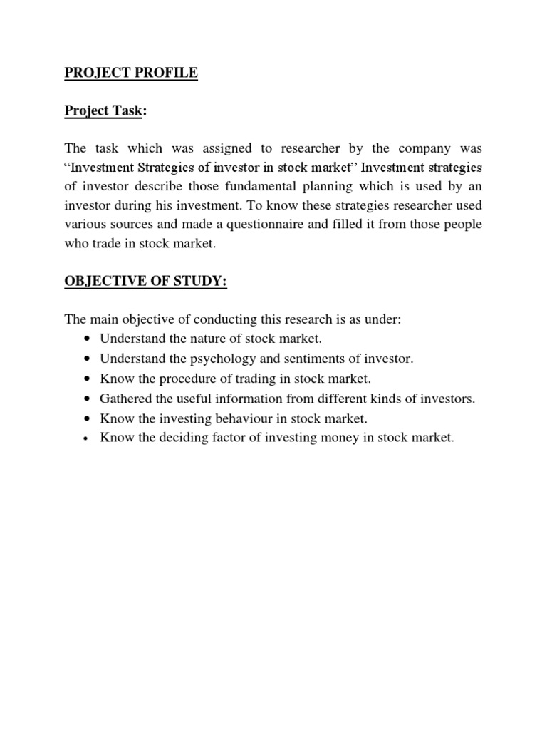 Stock Market Investment Strategies Analysis | PDF