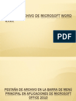 INICIO y Archivo de Microsoft Word 2010