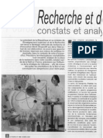 Recherche et développement - Constats et analyses