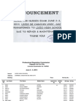 PRC Room Assignment For June 2013 Nursing Board Exam (Cagayan de Oro)