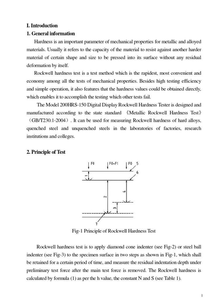 Rockwell Tester 200HRS-150 MFR User Guide | PDF | Hardness | Mechanical ...