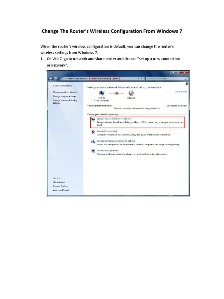 Change The Router's Wireless Configuration From Windows 7 | PDF | Computers