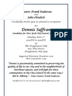 Invitation: Reception at The Douglaston Club For Dennis Saffran For City Council