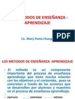 LOS METODOS DE ENSEÑANZA -APRENDIZAJE    X  MARY PANTA