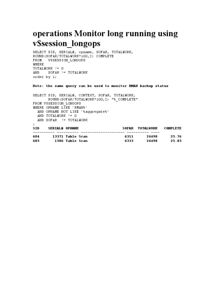Monitor Long-Running Operations in SQL | PDF