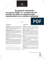 Nueva Técnica para La Colocación de Catéter Doble J, A Través de Una Incisión de Uréter en Laparoscopia Experimental en Un Modelo Inanimado