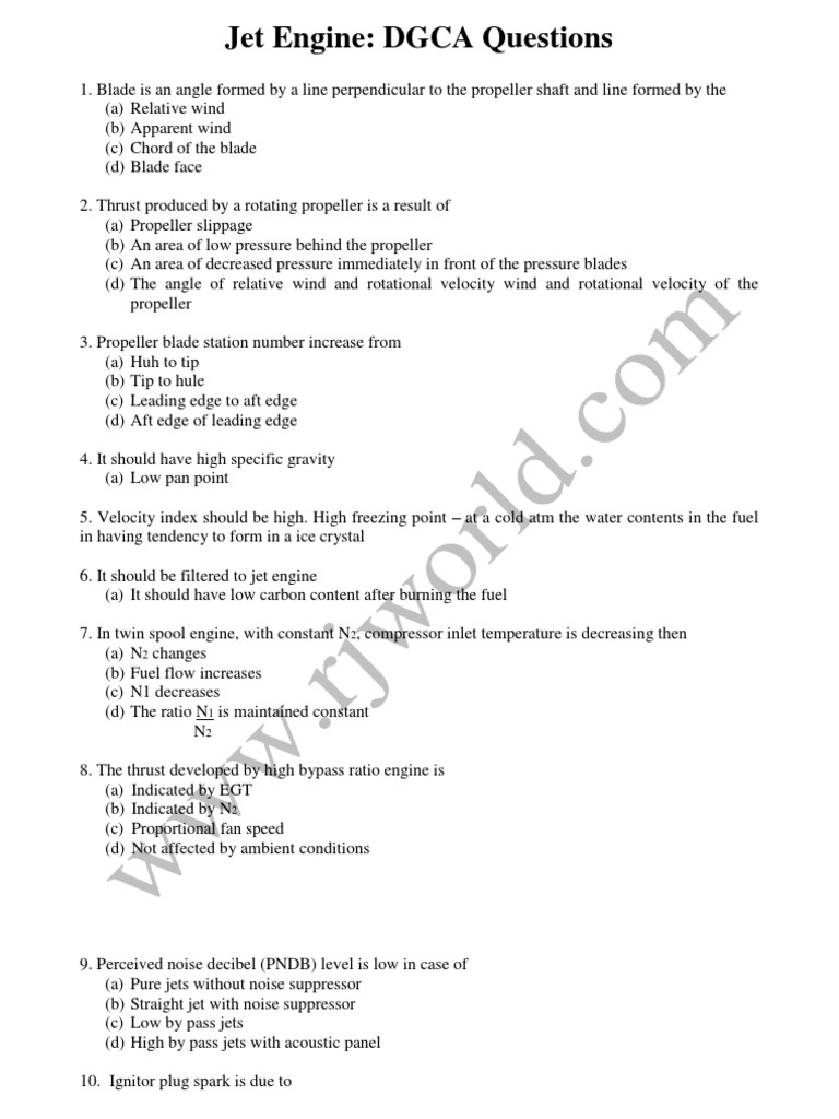 DGCA Jet Engine Exam Questions | PDF | Jet Engine | Ignition System