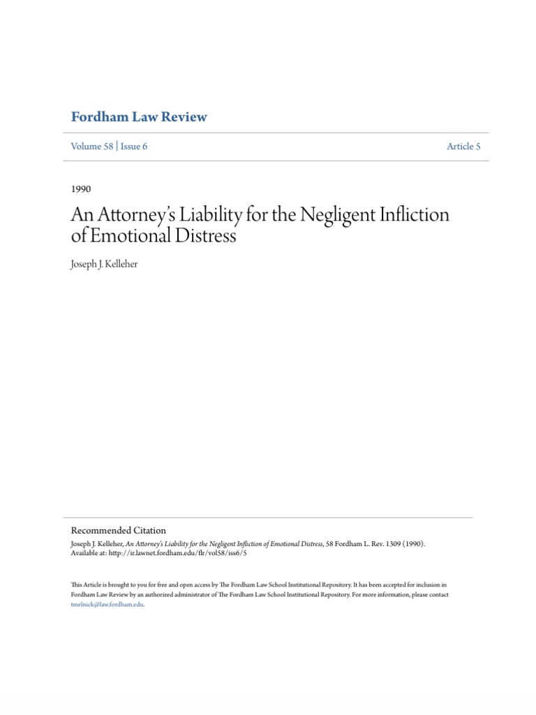 Attorney Liability for Emotional Distress | PDF | Negligence ...