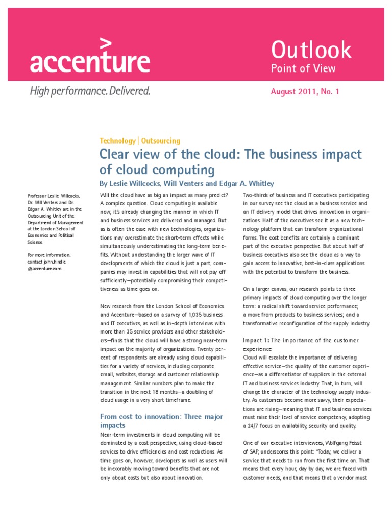 Accenture Outlook Impact Cloud Computing | PDF