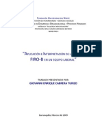 Aplicación e Interpretación de La Escala FIRO B en Un Equipo Laboral - Giovanni Cabrera