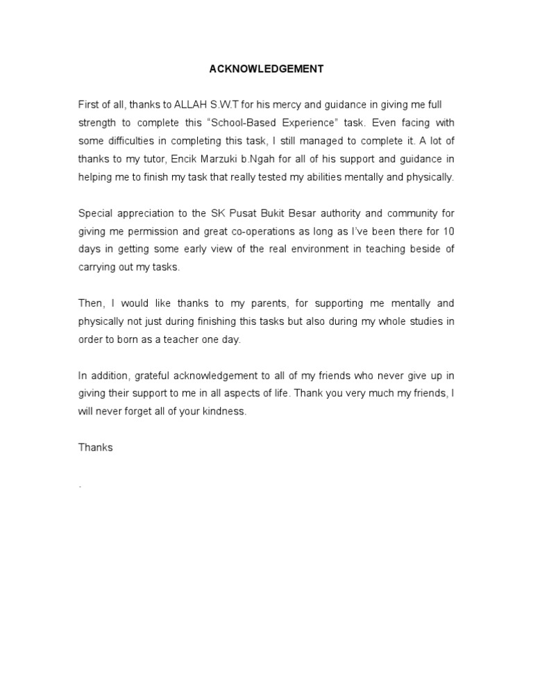 Contoh Acknowledgement Pdf