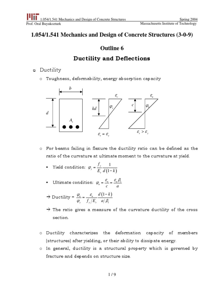Ductility and Deflections in Concrete | PDF | Technology & Engineering