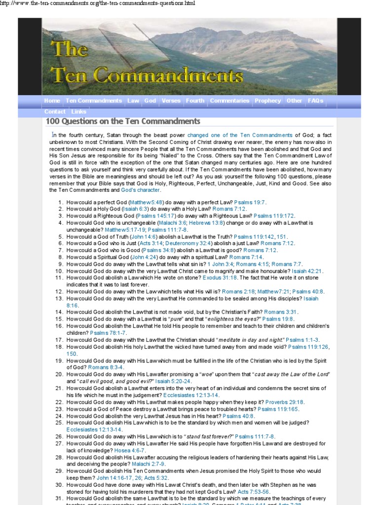 19 - 01 100 Questions On The Ten Commandments | PDF | Ten Commandments ...