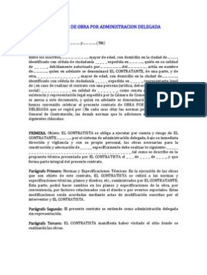 Contrato de Obra Por Administracion Delegada | PDF | Contratista general |  Presupuesto