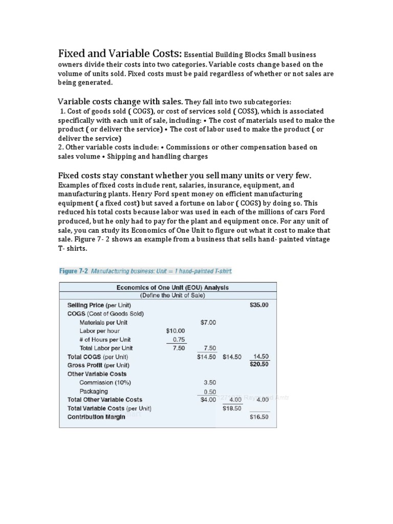 Fixed and Variable Costs For Manufacturing | PDF | Expense | Depreciation