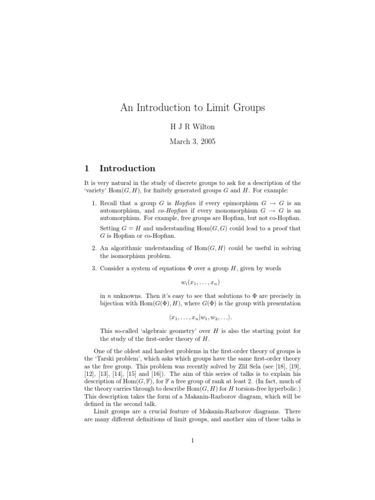 Understanding Limit Groups in Algebra | PDF | Group (Mathematics ...