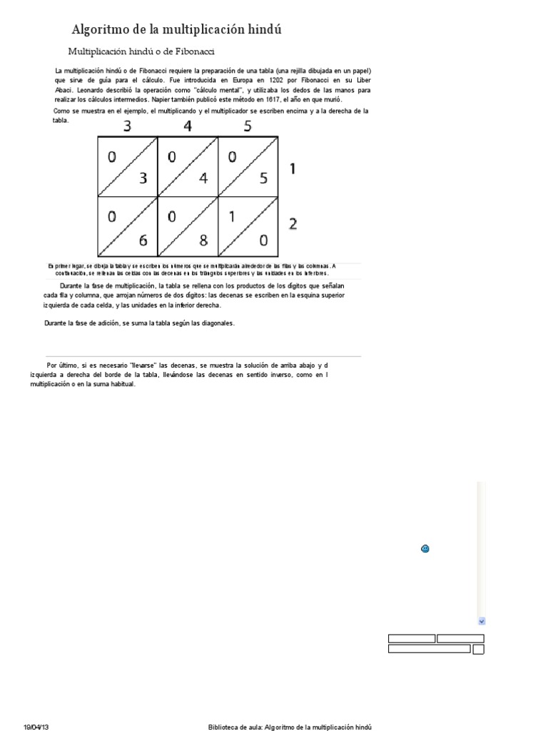 Algoritmo de La Multiplicación Hindú | PDF | Multiplicación | Comunicación