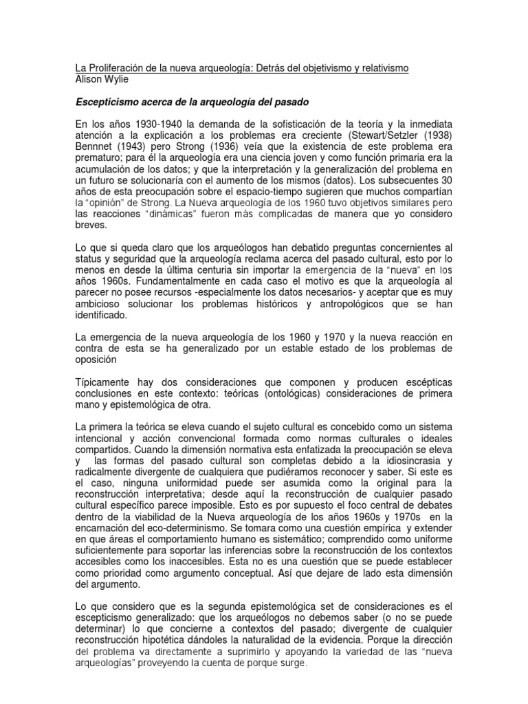 Alison Wylie PDF Evidencia Teoría