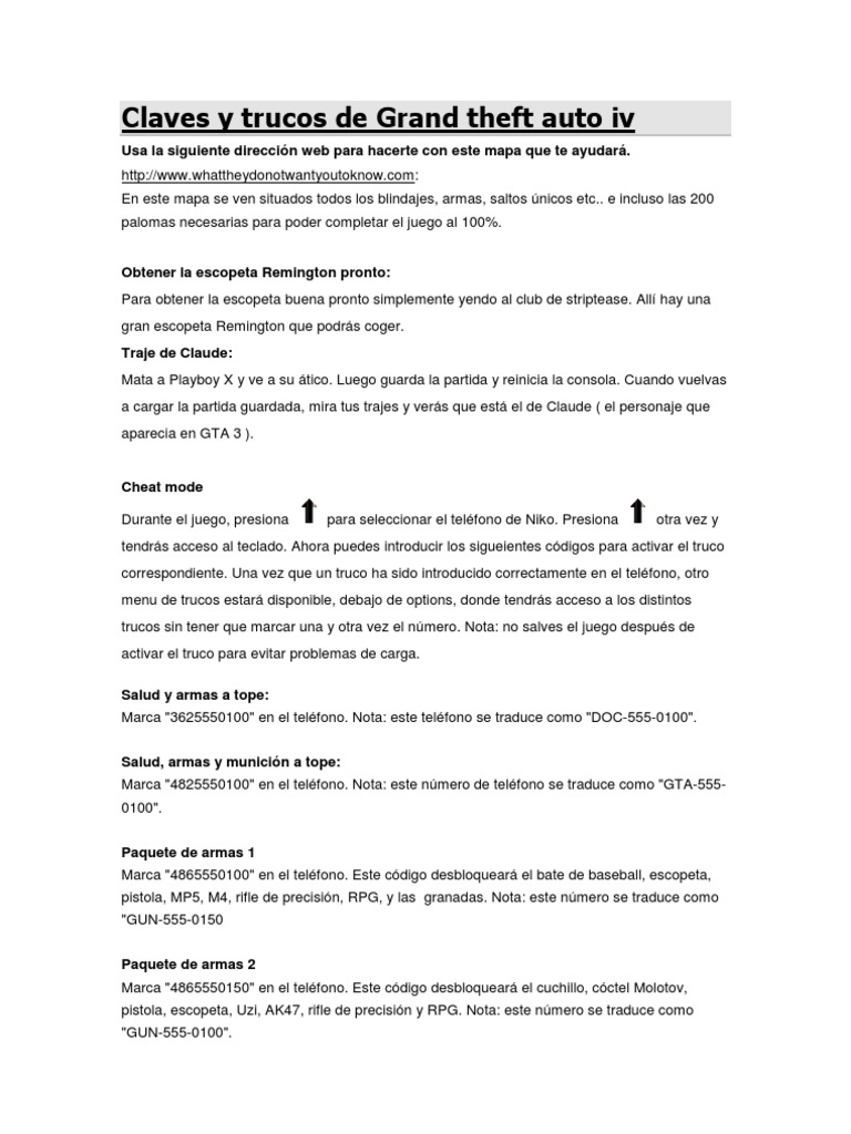 Claves y Trucos de Grand Theft Auto IV Robo